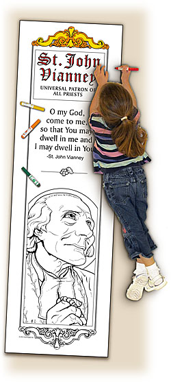Catholic Coloring Posters - Deluxe - St. John Vianney