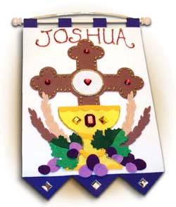 First Communion Banner Kit - 9 in. x 12 in. - <i>Cross of Redemption - Royal Blue</i>