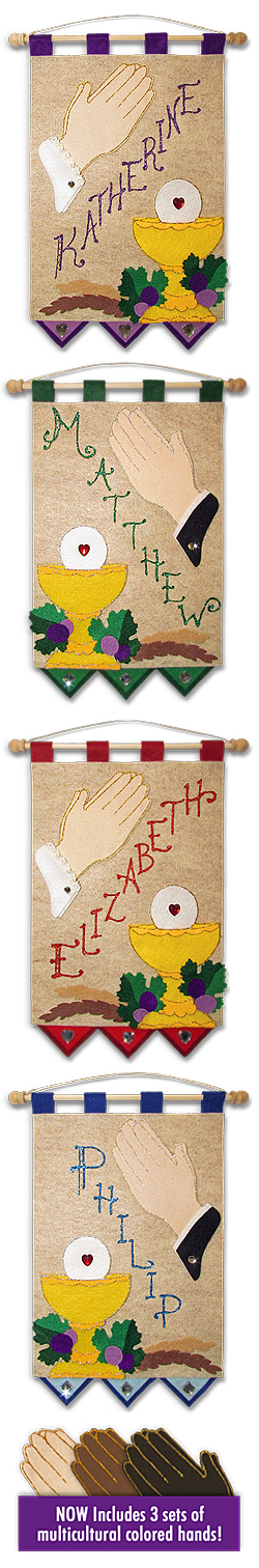 First Communion Banner Kit - Class Pack - 9 in. x 12 in. - <i>Praying Hands</i>